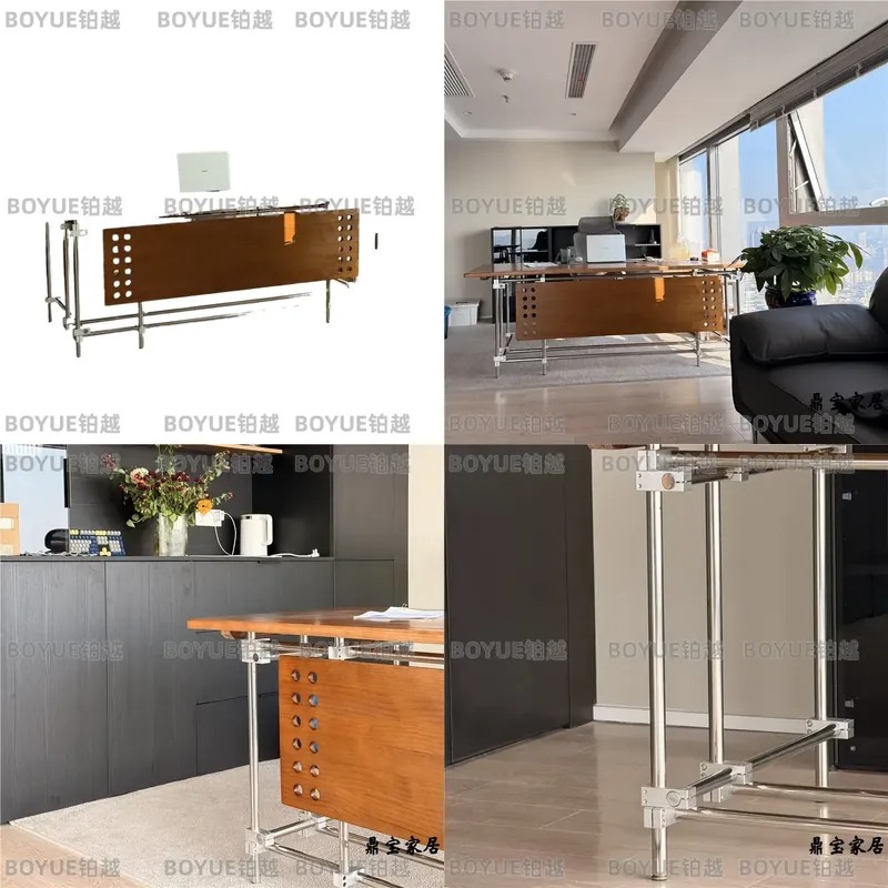 Retro Gaming Desk Setup - Bauhaus massief houten bureau in retro-industriële