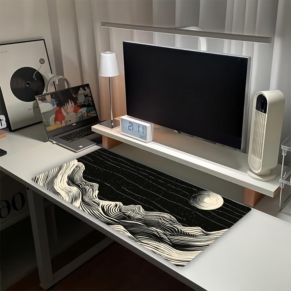 Retro Gaming Desk Setup - Vintage Wave Mountain Moon Grote Uitgebreide