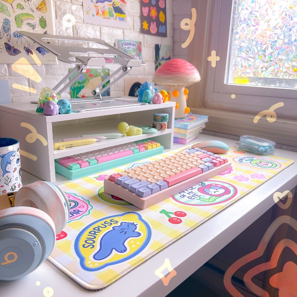Fruit Kitty Bureaumat Muismat  - Retro Gaming Desk Setup recensie en prijs