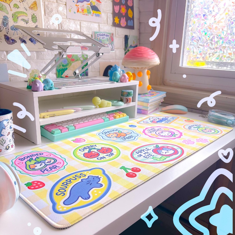 Fruit Kitty Bureaumat Muismat  - Retro Gaming Desk Setup recensie en prijs